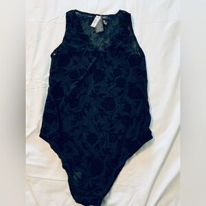 Torrid Black Floral Sheer Mesh Bodysuit size 1